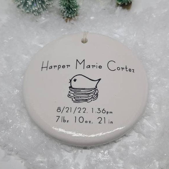 Ornament: Personalized Line Drawn Baby's First Christmas, Birth Announcement