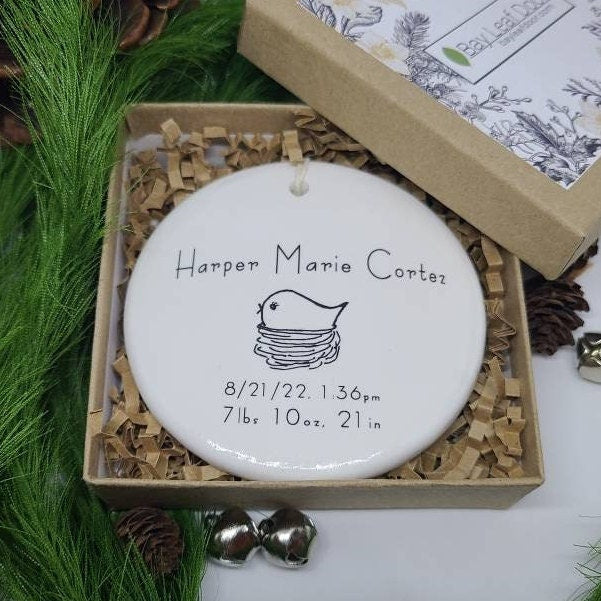 Ornament: Personalized Line Drawn Baby's First Christmas, Birth Announcement