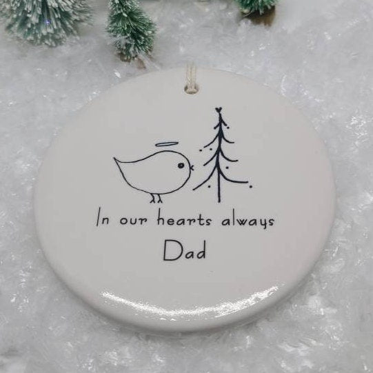 Ornament Sympathy, Memorial Gift, Minimalist Ornament, Sympathy Gift - line drawn bird with name