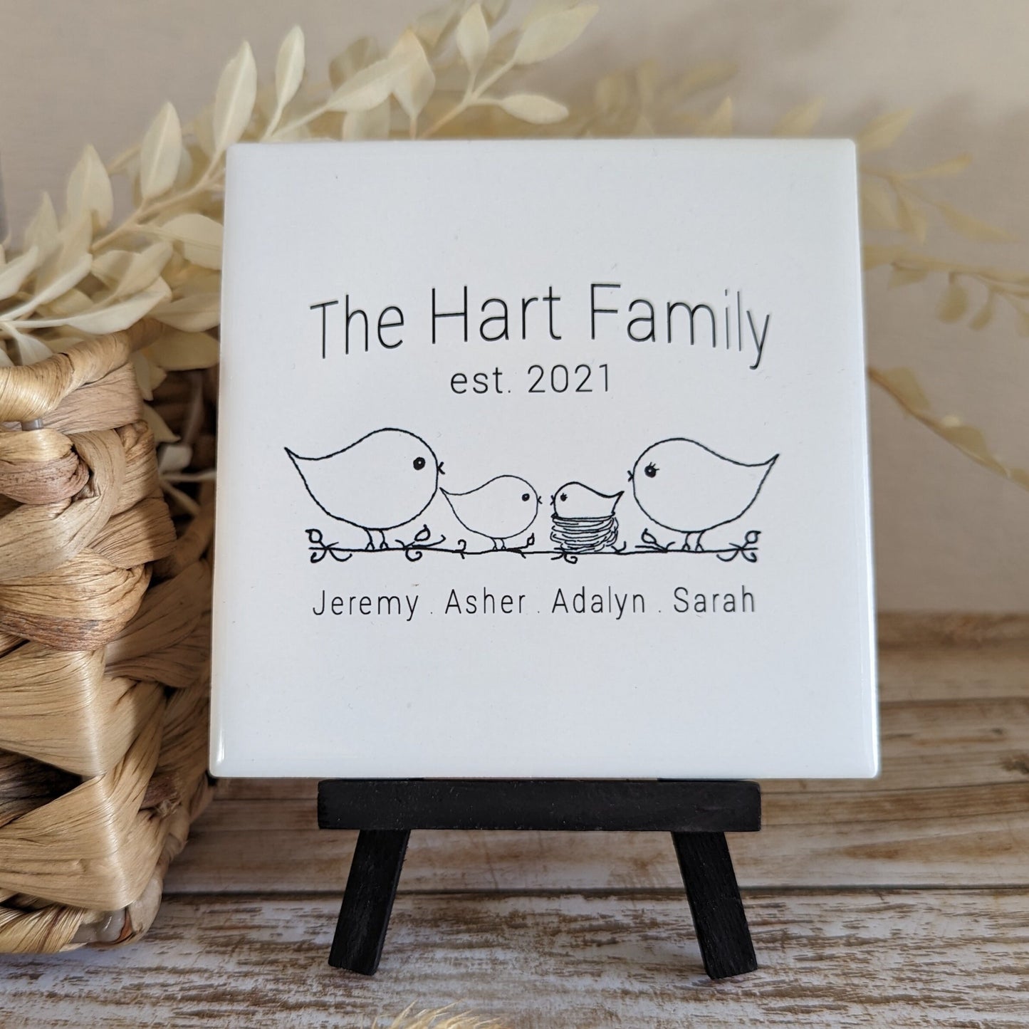 Easel Sign: Personalized Line Drawn Family Name with Critters