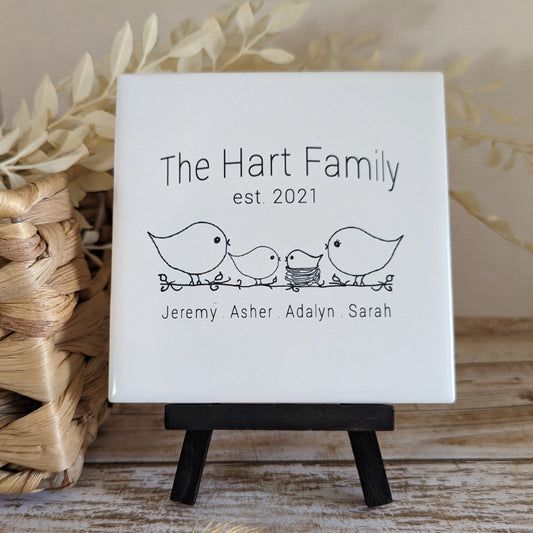 Easel Sign: Personalized Line Drawn Family Name with Critters