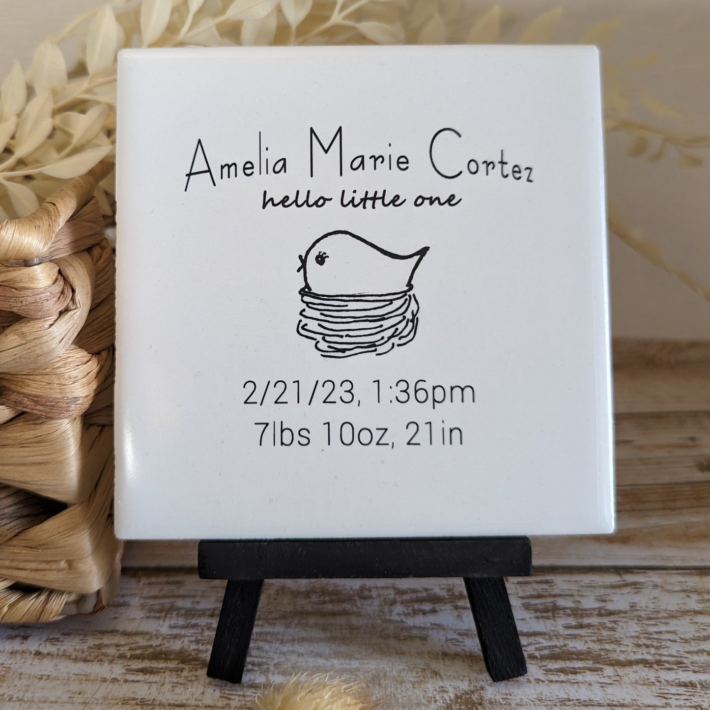 Easel Sign: Personalized Line Drawn Baby, Birth Announcement