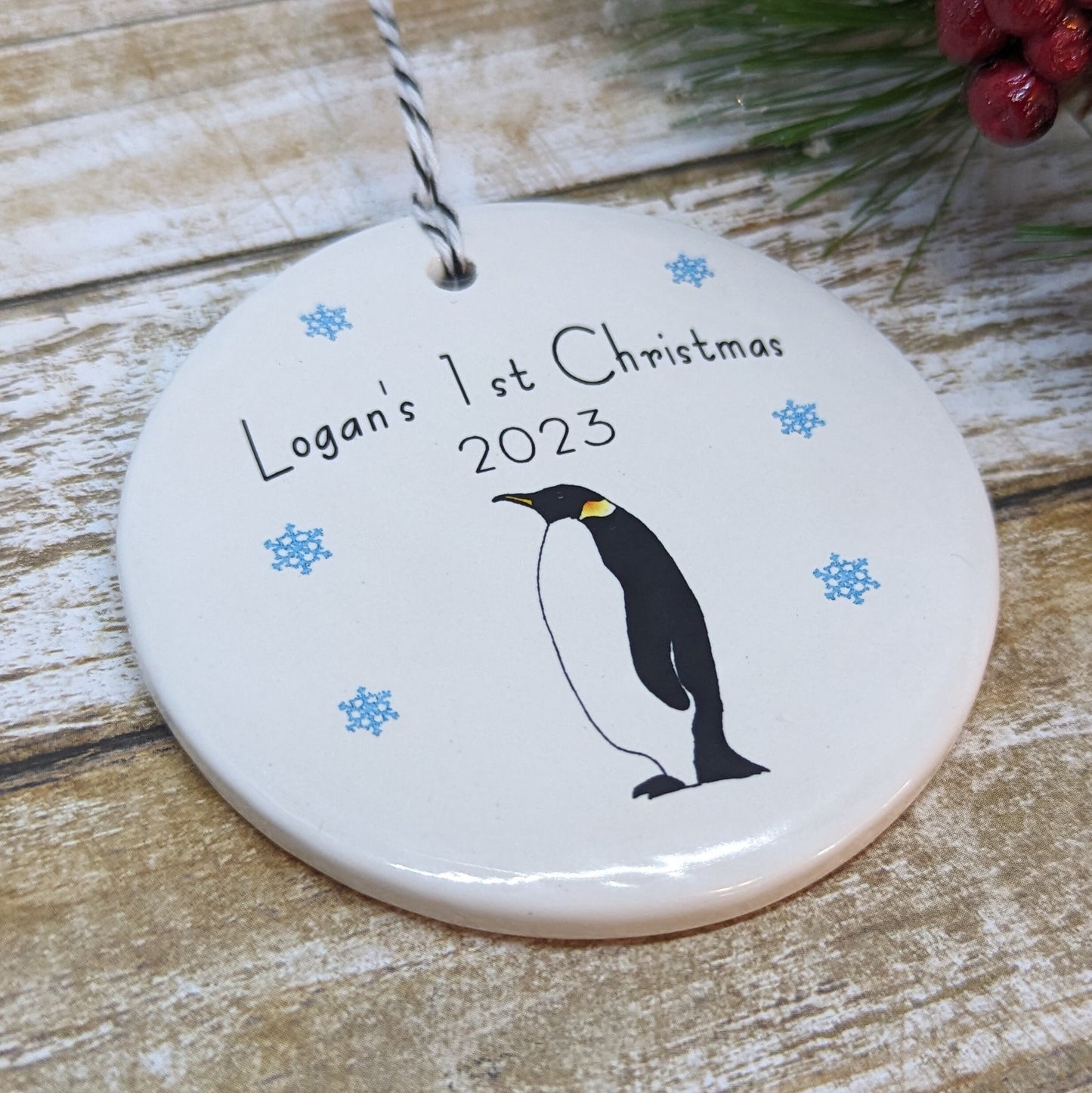 Baby's 1st Christmas Custom Ornament, Line Drawn Ornament, Minimalist Ornament - with your child's name