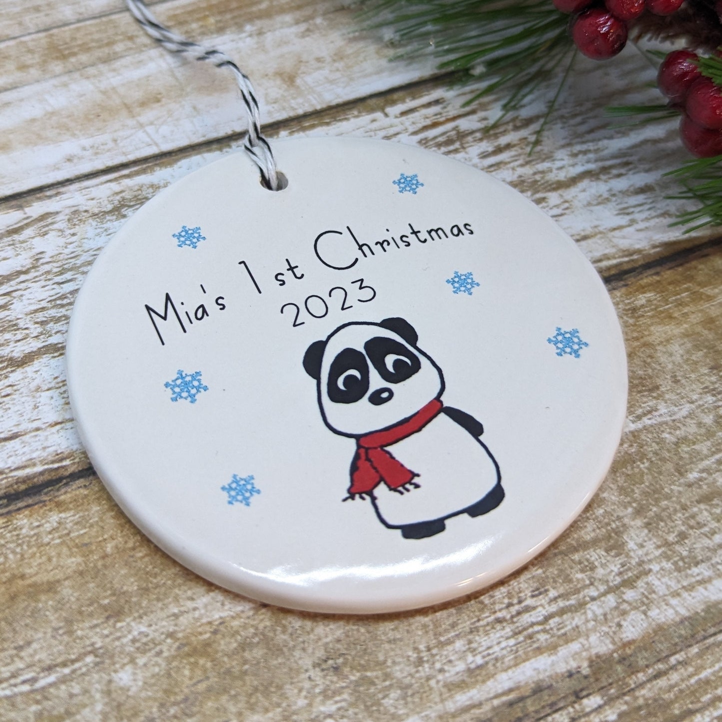 Baby's 1st Christmas Custom Ornament, Line Drawn Ornament, Minimalist Ornament - with your child's name