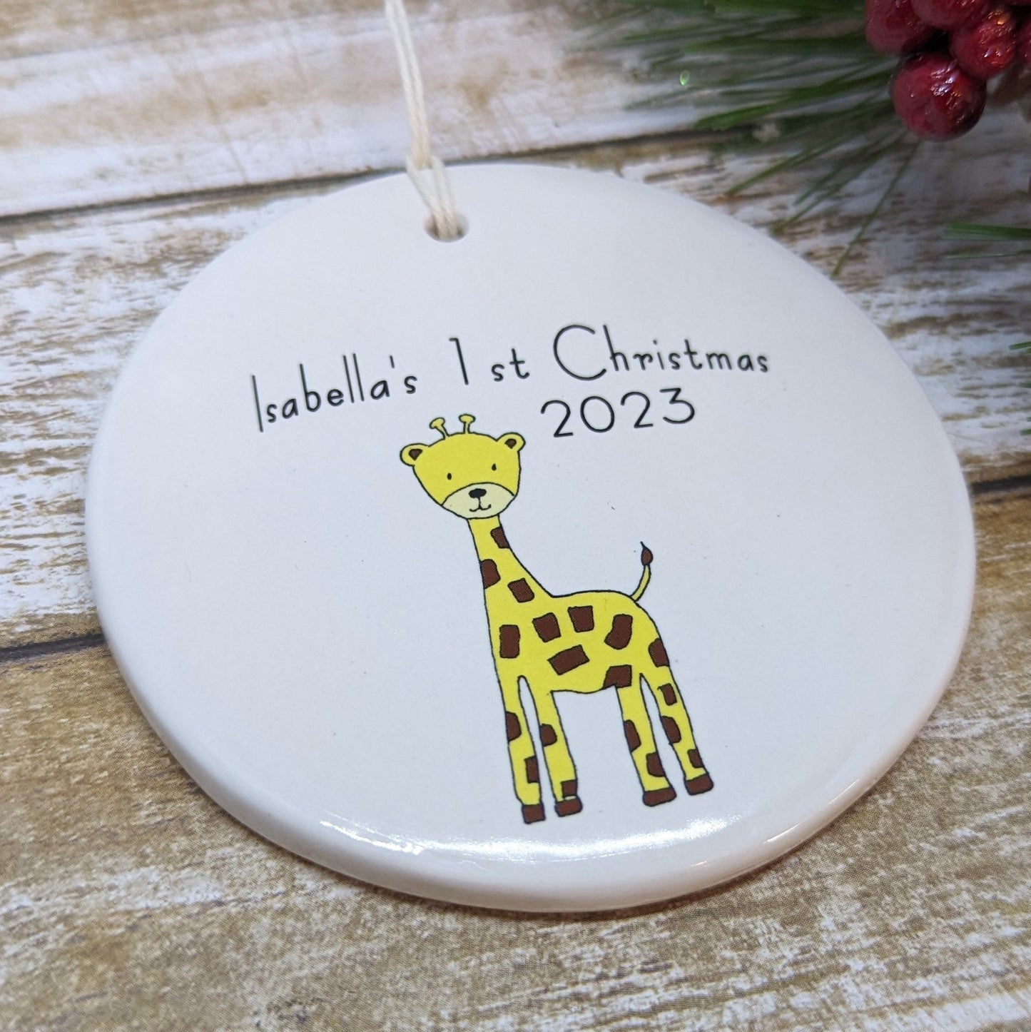 Baby's 1st Christmas Custom Ornament, Line Drawn Ornament, Minimalist Ornament - with your child's name