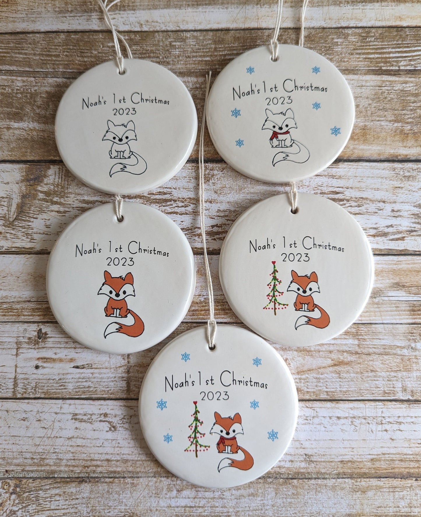 Baby's 1st Christmas Custom Ornament, Line Drawn Ornament, Minimalist Ornament - with your child's name