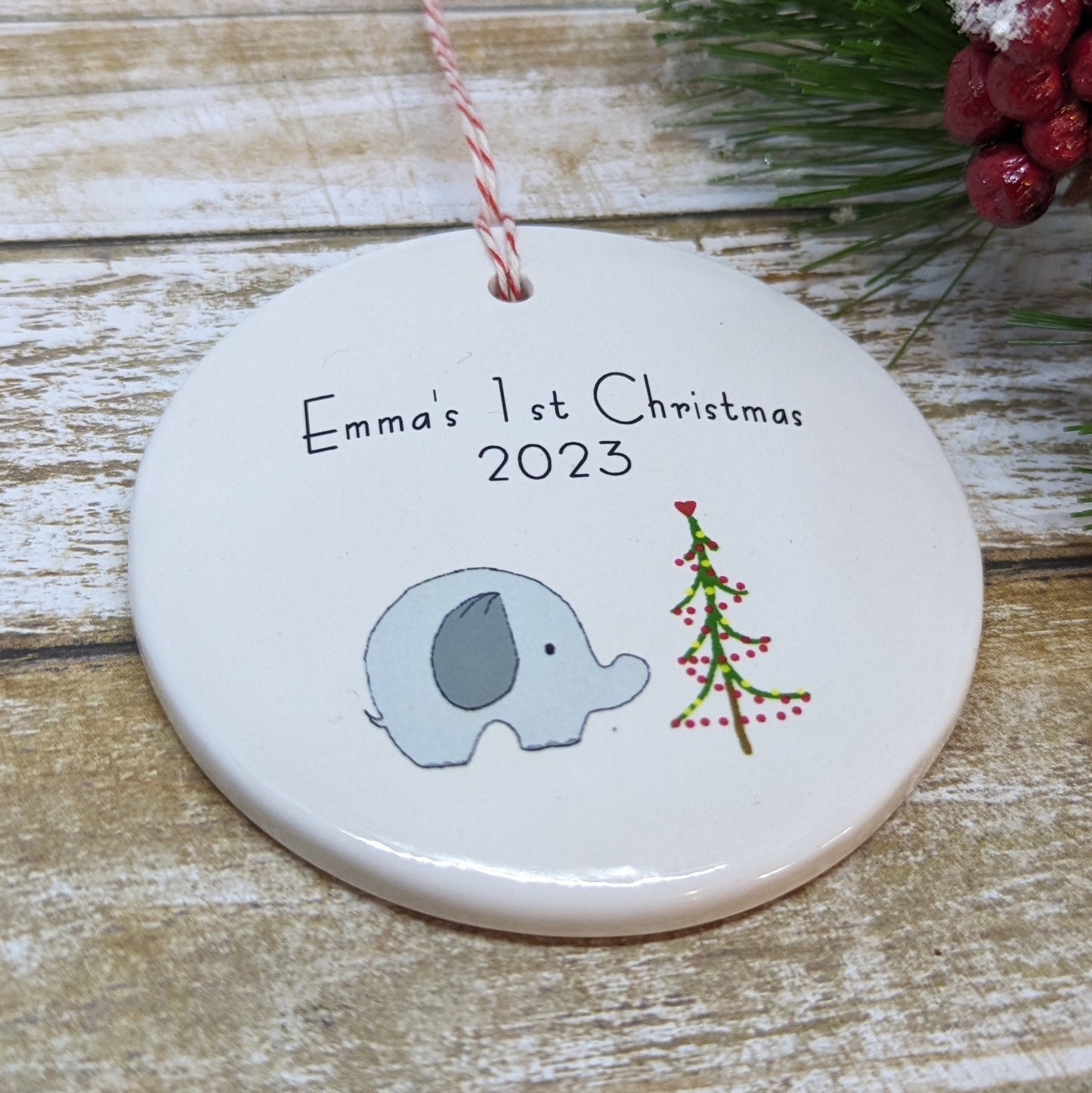 Baby's 1st Christmas Custom Ornament, Line Drawn Ornament, Minimalist Ornament - with your child's name