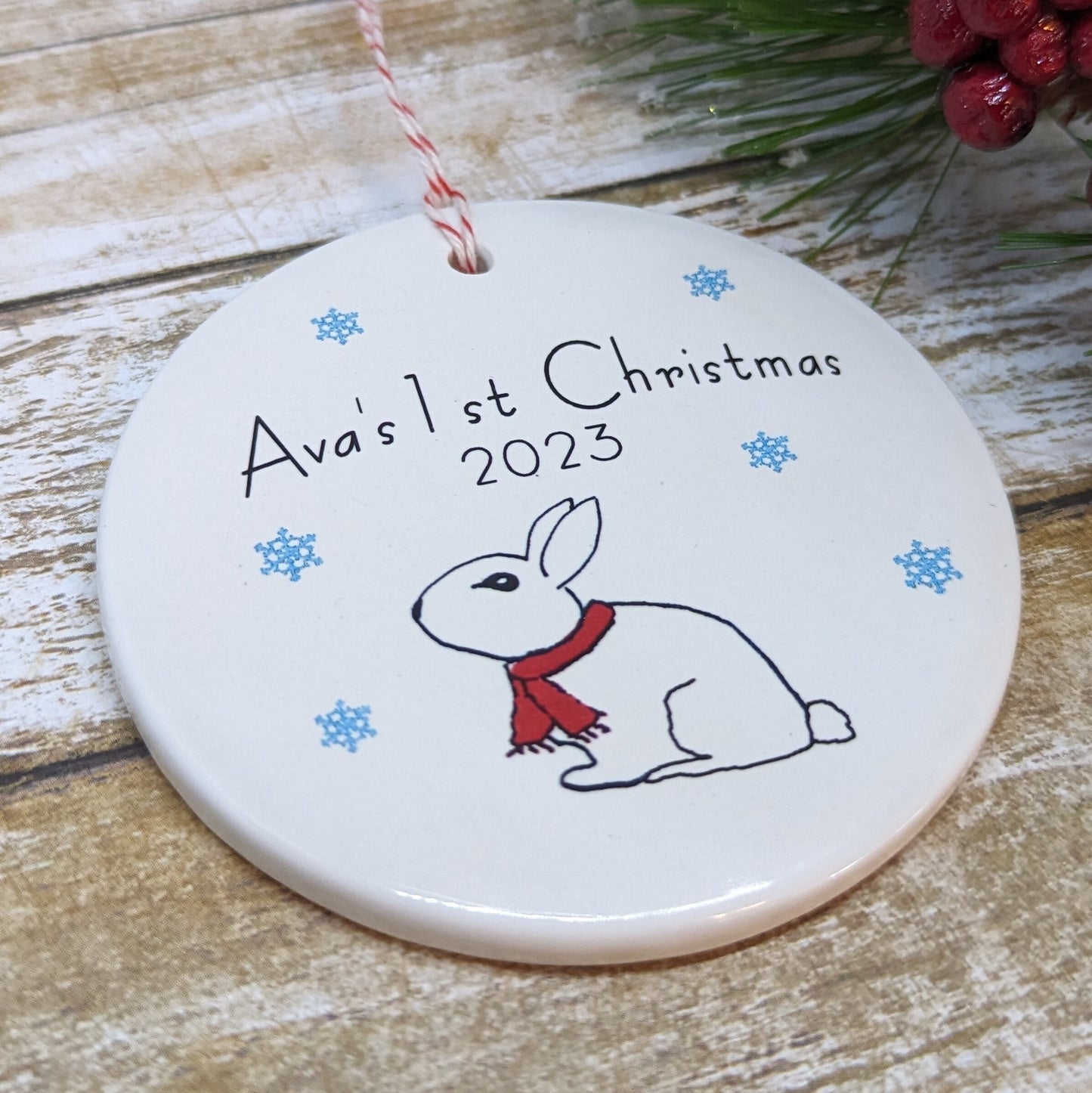 Baby's 1st Christmas Custom Ornament, Line Drawn Ornament, Minimalist Ornament - with your child's name