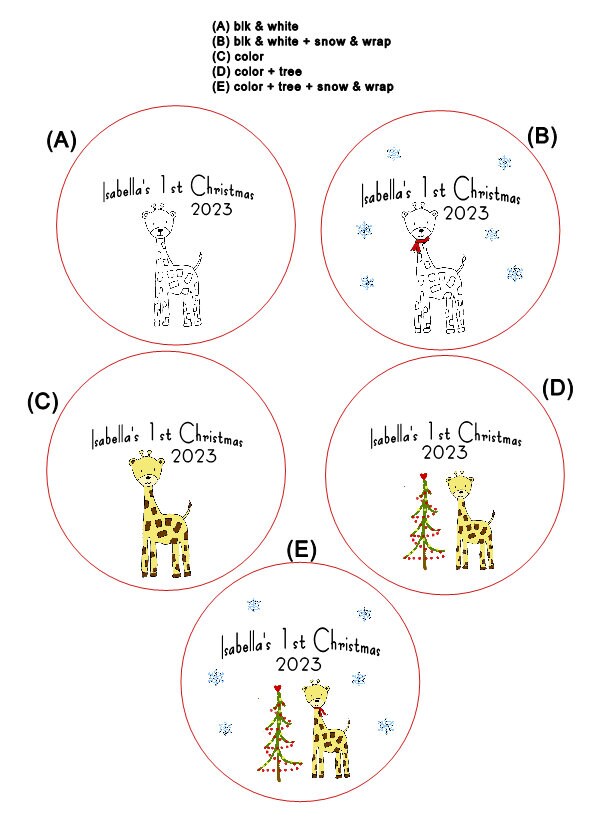 Baby's 1st Christmas Custom Ornament, Line Drawn Ornament, Minimalist Ornament - with your child's name