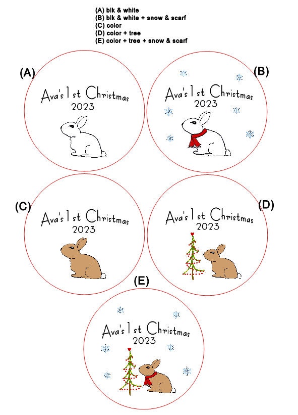 Baby's 1st Christmas Custom Ornament, Line Drawn Ornament, Minimalist Ornament - with your child's name