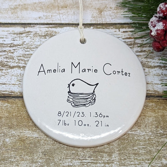 Ornament: Personalized Line Drawn Baby's First Christmas, Birth Announcement
