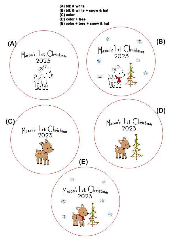 Ornament: Personalized Line Drawn Baby's First Christmas, Deer