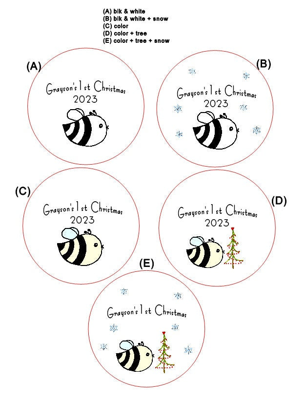 Baby's 1st Christmas Custom Ornament, Line Drawn Ornament, Minimalist Ornament - with your child's name