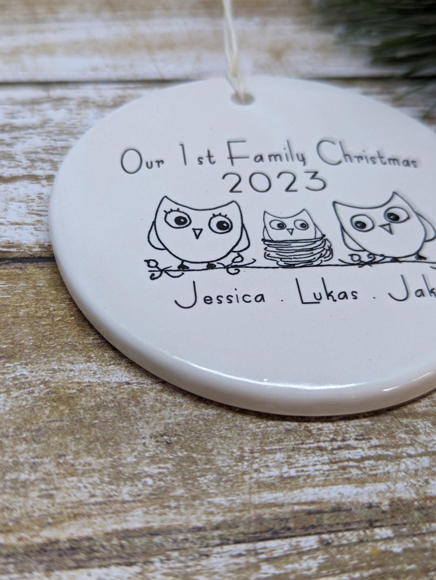 Our 1st Family Ornament, Baby Ornament, Family Ornament, Line Drawn Ornament, Custom, Personalized - your names and year