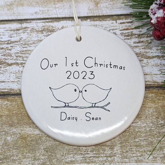 Ornament: Personalized Line Drawn Our First Christmas