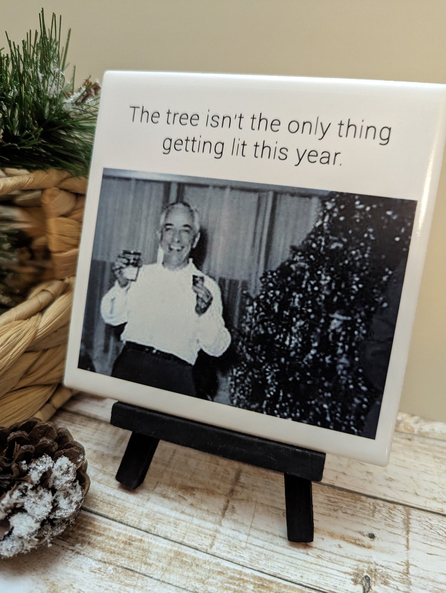 Easel Sign: Funny Christmas, Lit