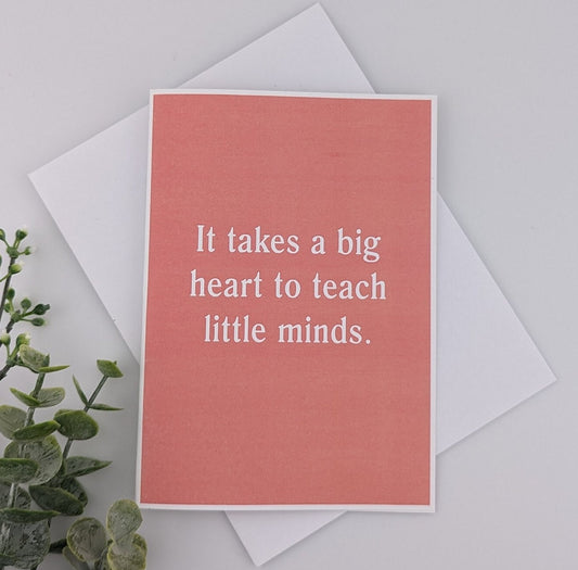 Teacher Card - big heart - your color choice