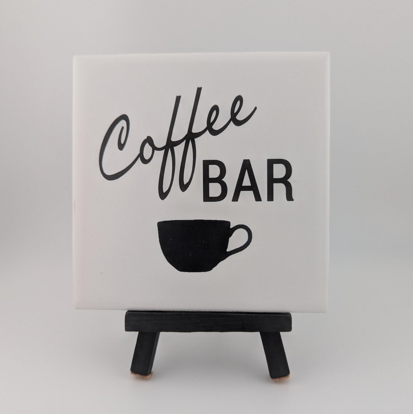 Coffee Bar sign, easel sign, fresh brewed coffee tile sign - easel included, your color choice