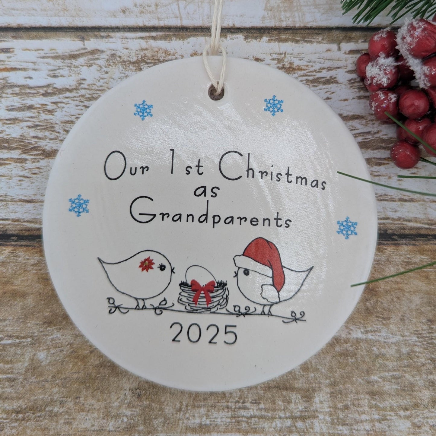 Ornament: Non-Custom Line Drawn Grandparents, expecting