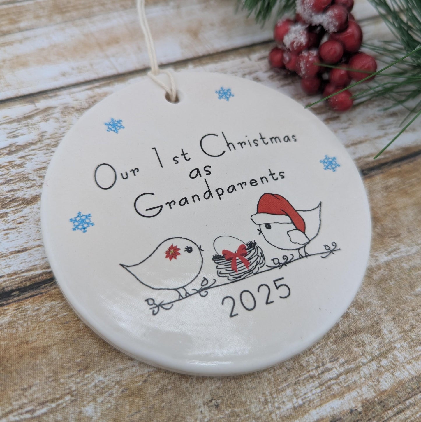Ornament: Non-Custom Line Drawn Grandparents, expecting