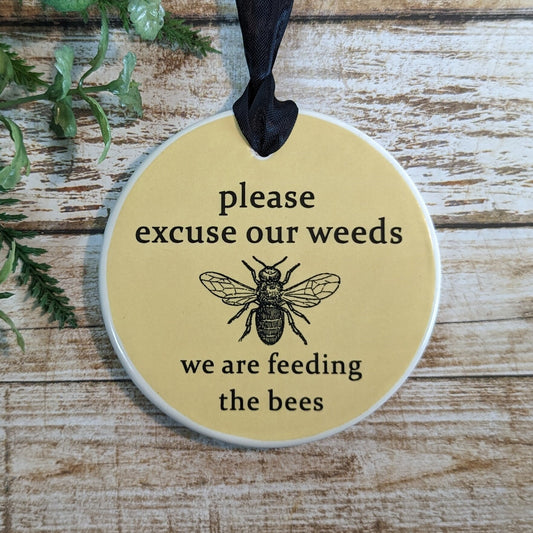 Sign - ceramic - garden bees
