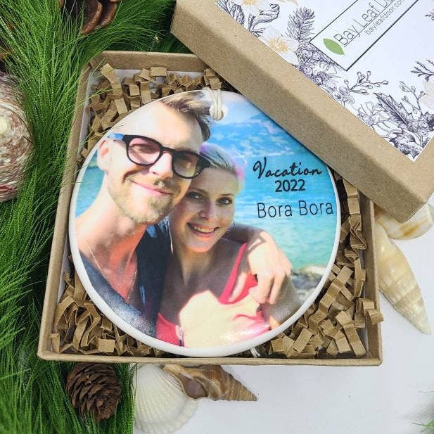 Ornament Vacation, Beach Ornament, Vacation Ornament, Travel, Trip - your vacation photo with destination