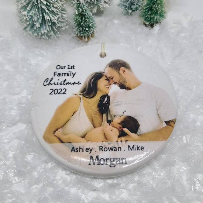 Ornament 1st Family Christmas, Baby, New Baby Ornament, New Familiy Ornament - your family photo and name