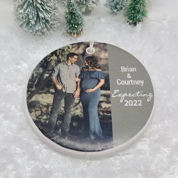 Ornament Expecting, Pregnancy, Baby, Custom, Personalized Ornament - photo ornament with names