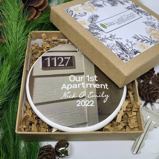 Ornament 1st Apartment, 1st Home, 1st Place, Our 1st Apartment Ornament, Couple Ornament - photo of your 1st apartment with your names