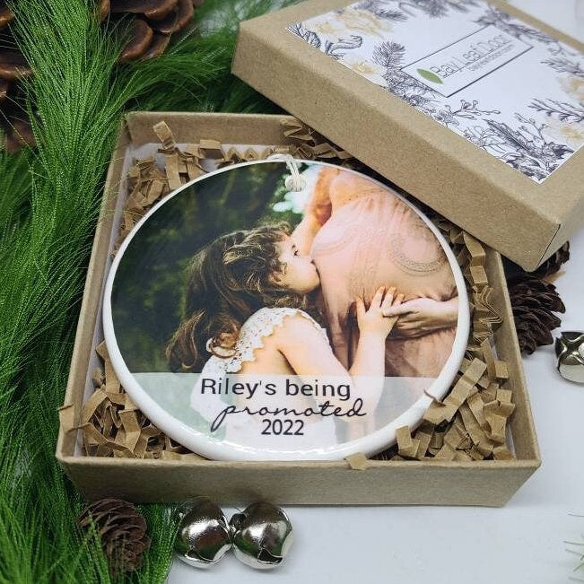 Ornament Promoted Big Sister, Big Brother, Sibling Ornament, Expecting Custom Personalized - photo of your child and their name