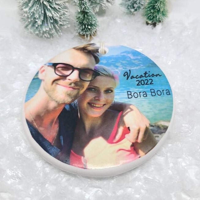Ornament Vacation, Beach Ornament, Vacation Ornament, Travel, Trip - your vacation photo with destination