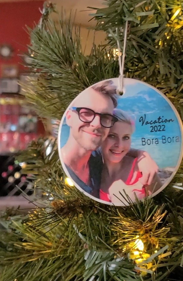 Ornament Vacation, Beach Ornament, Vacation Ornament, Travel, Trip - your vacation photo with destination