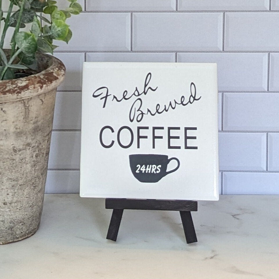Easel Sign: Coffee Bar, Fresh Brewed