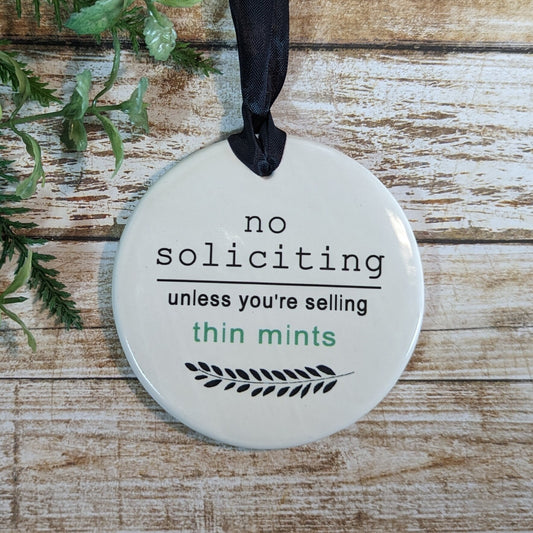 Sign Thin Mints, No Soliciting Sign, No Soliciting, Kid's Welcome - Sign No Soliciting, Ceramic Sign - different sizes and styles available