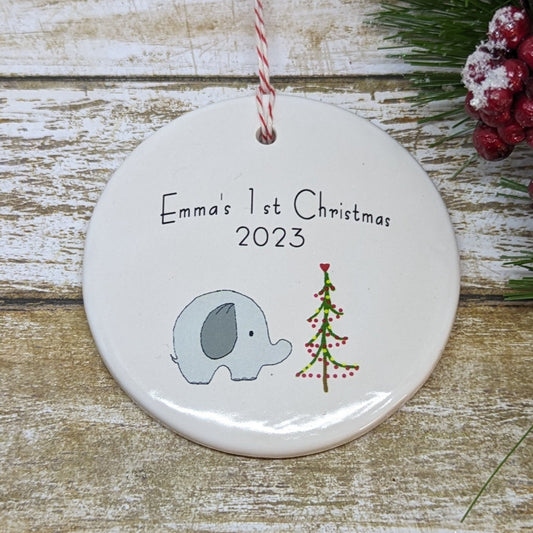 Baby's 1st Christmas Custom Ornament, Line Drawn Ornament, Minimalist Ornament - with your child's name
