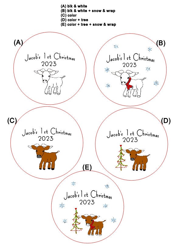 Baby's 1st Christmas Custom Ornament, Line Drawn Ornament, Minimalist Ornament - with your child's name