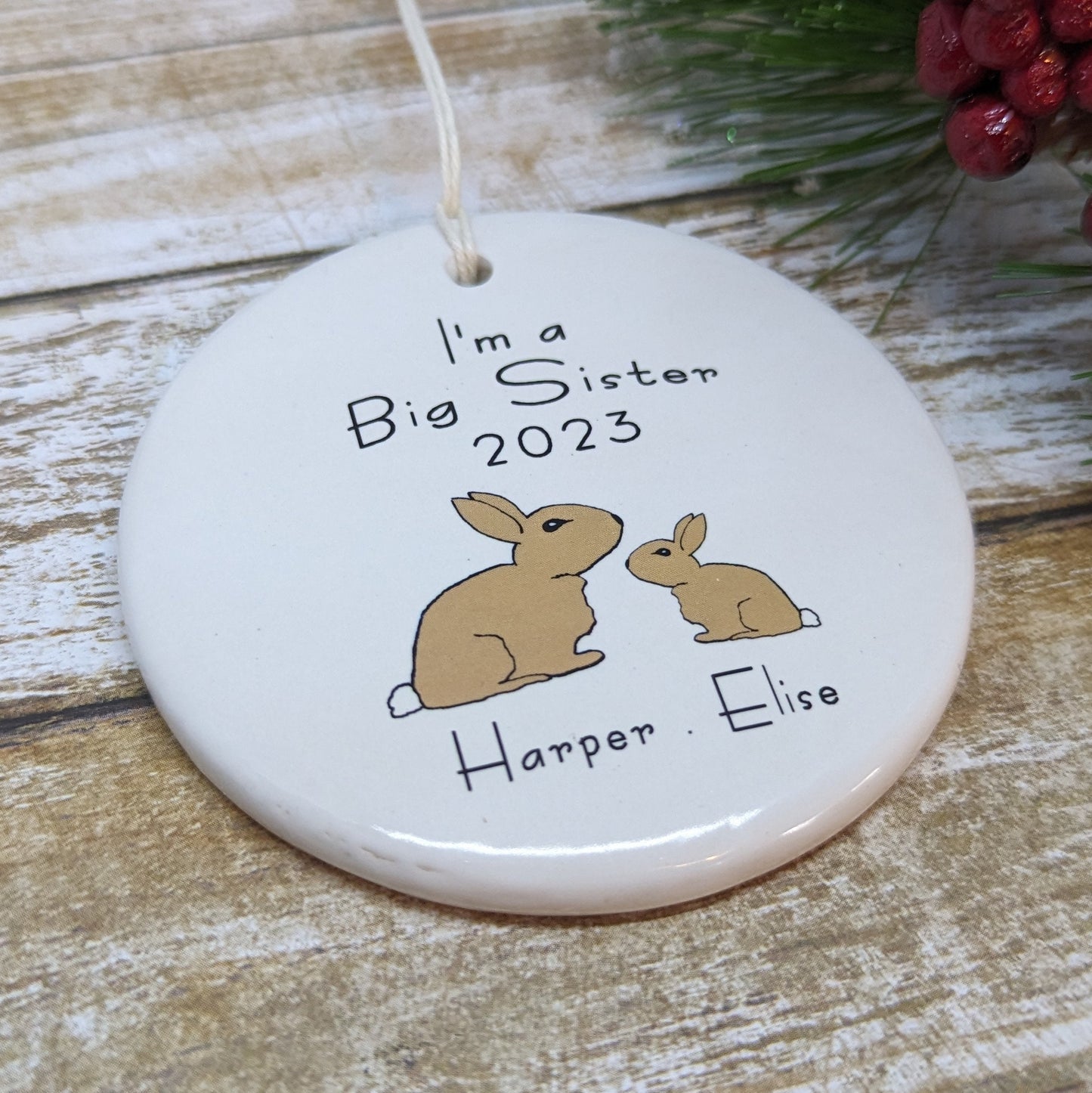Ornament: Personalized Line Drawn Big Sister or Big Brother, Sibling