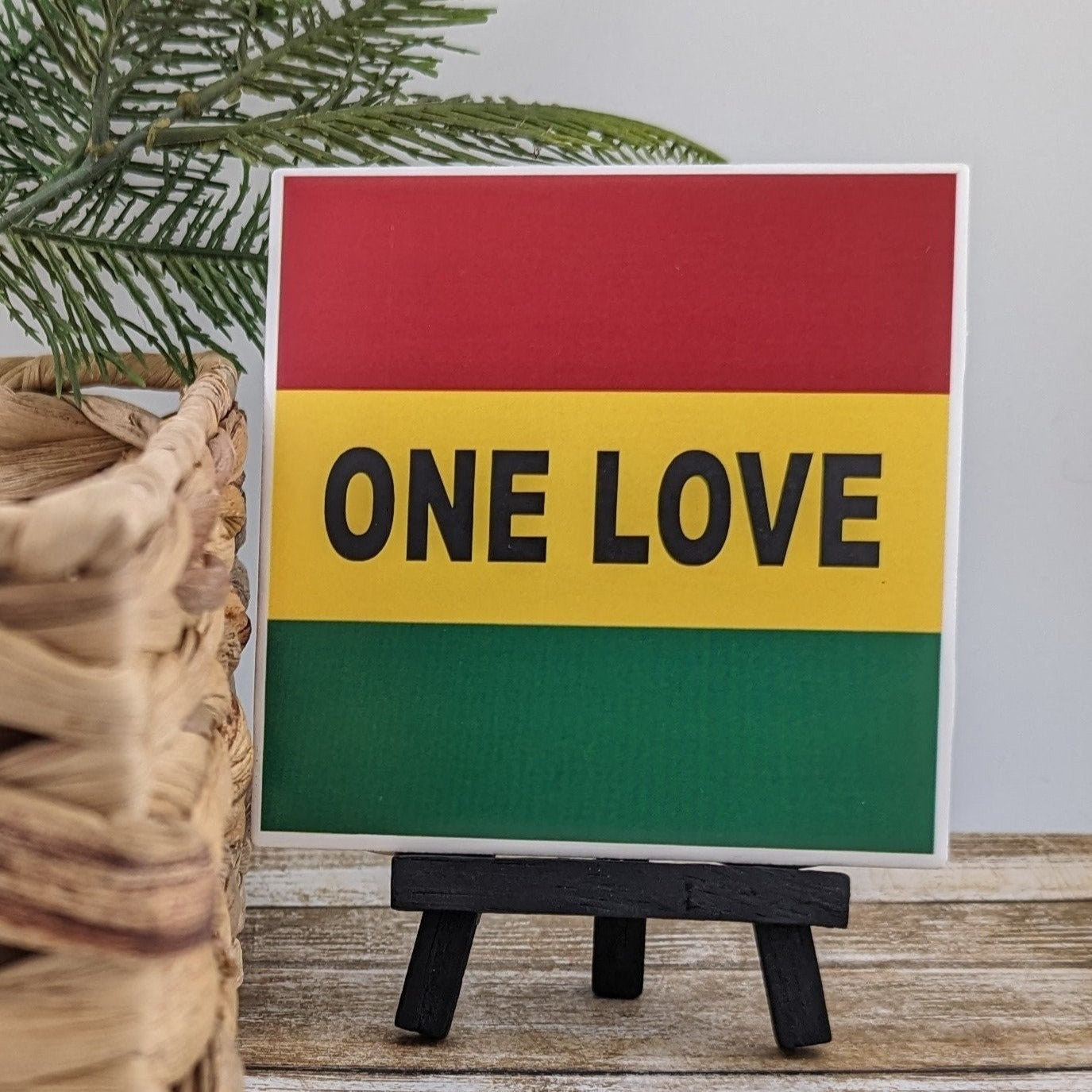 One Love Mini Rasta Easel Sign - easel included, your color choice