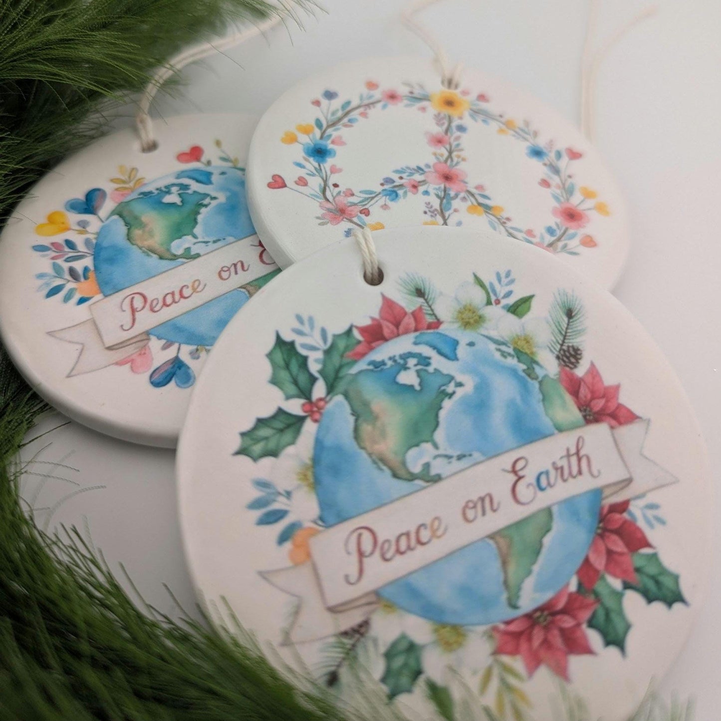 Ornament: Peace On Earth, Poinsettia Flowers