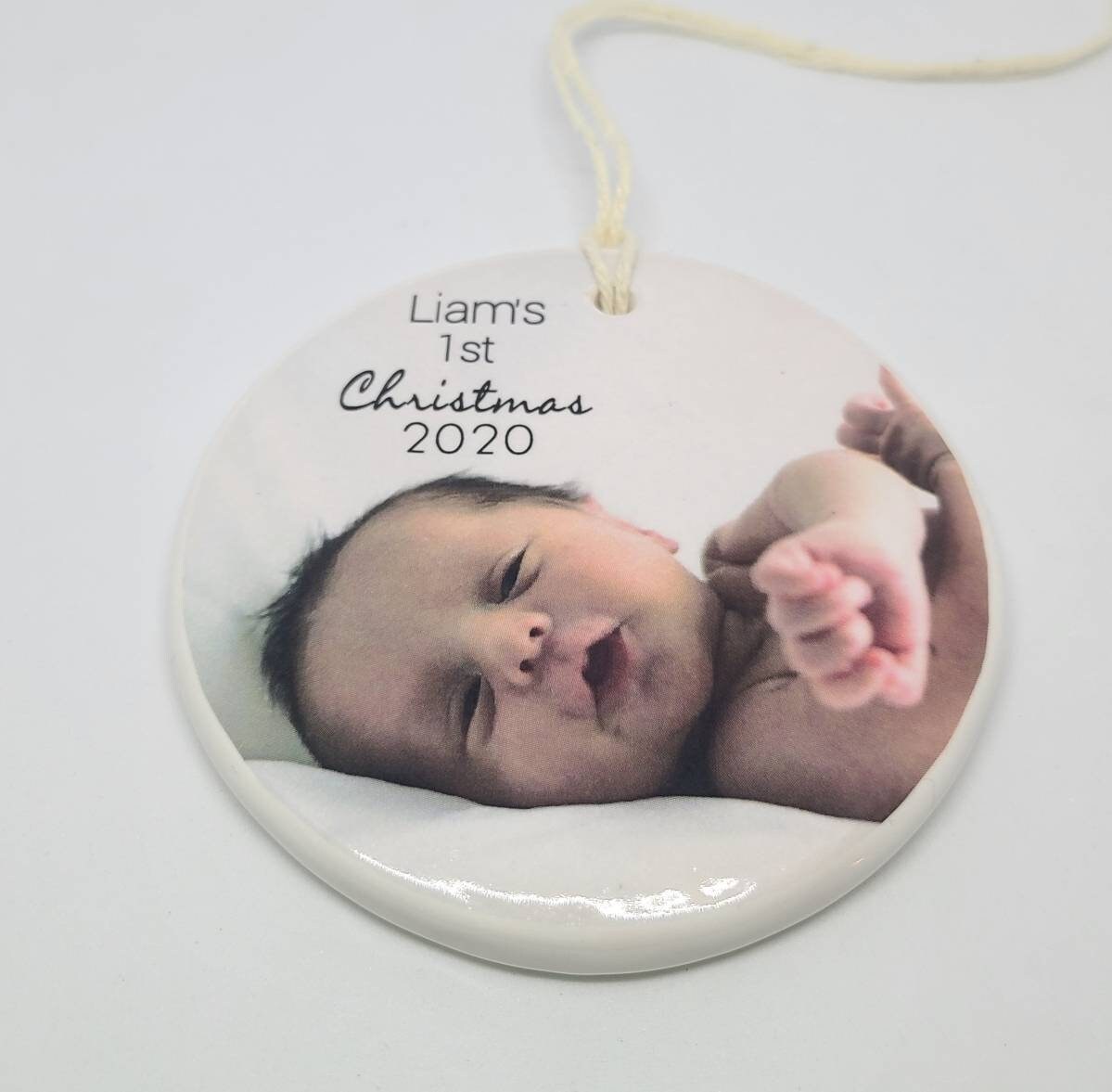 Ornament Baby's 1st, Christmas Ornament, Custom Ornament, Personalized Gift - picture of your baby and their name