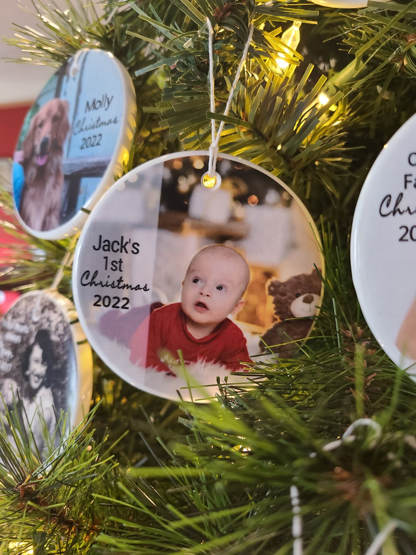 Ornament Baby's 1st, Christmas Ornament, Custom Ornament, Personalized Gift - picture of your baby and their name