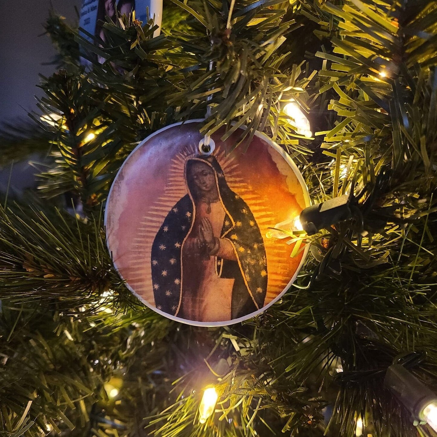 Ornament Our Lady of Guadalupe, Virgin Mary, Catholic Ornament, Christmas Ornament - warm image of our lady of guadalupe