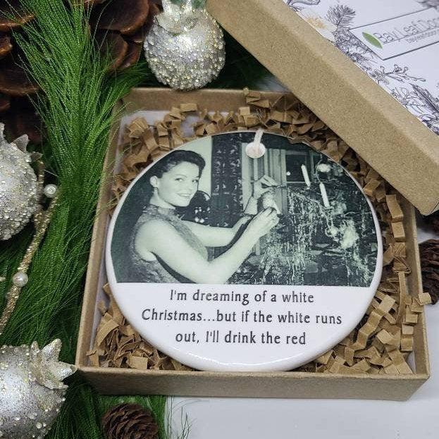 Ornament Snarky, Funny, Wine, Naughty List Christmas Ornament, Snarky Ornament, Vintage Style Ornament - 4 design choices
