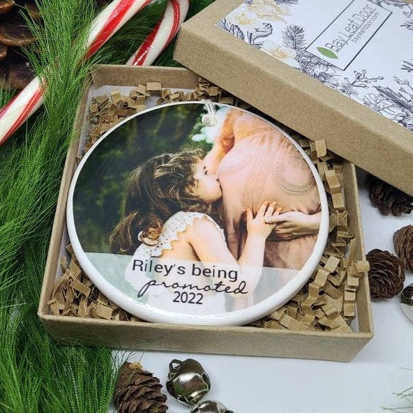Ornament Promoted Big Sister, Big Brother, Sibling Ornament, Expecting Custom Personalized - photo of your child and their name