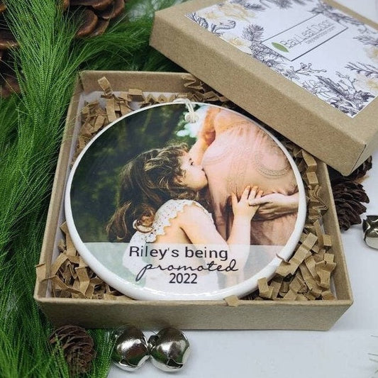 Ornament Promoted Big Sister, Big Brother, Sibling Ornament, Expecting Custom Personalized - photo of your child and their name