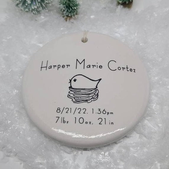 Ornament Baby's 1st, Announcement, Christmas Custom Ornament, Baby Ornament - baby's birth info ornament