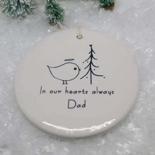 Ornament Sympathy, Memorial Gift, Minimalist Ornament, Sympathy Gift - line drawn bird with name