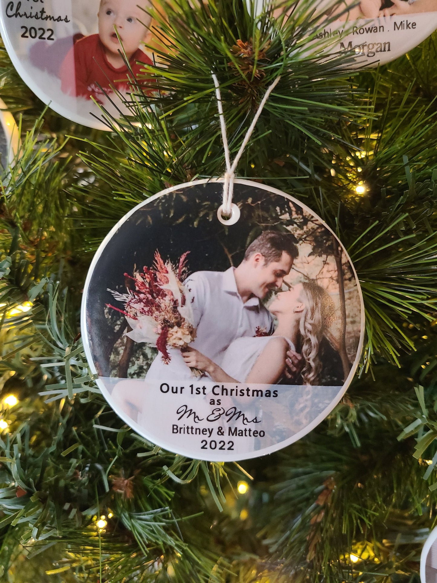 Ornament Mr and Mrs, 1st Christmas Married, Husband and Wife, 1st Christmas as Mr and Mrs, Newlyweds - your photo and names