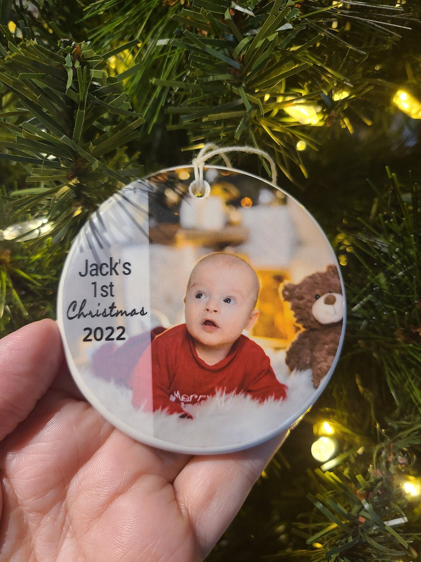 Ornament Baby's 1st, Christmas Ornament, Custom Ornament, Personalized Gift - picture of your baby and their name