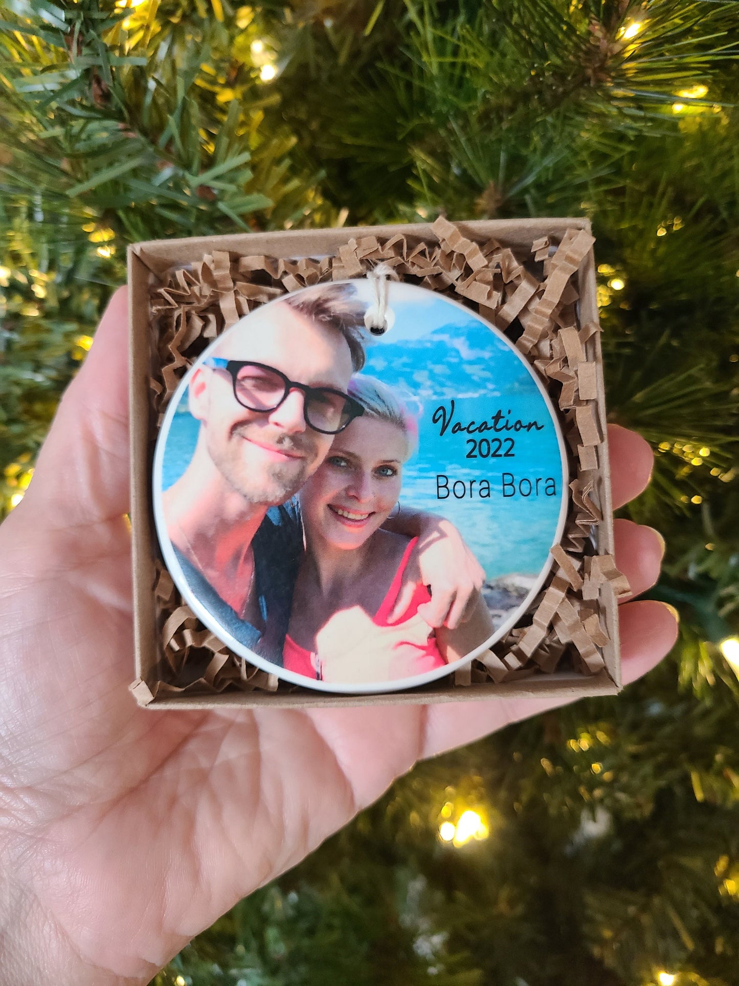 Ornament Vacation, Beach Ornament, Vacation Ornament, Travel, Trip - your vacation photo with destination